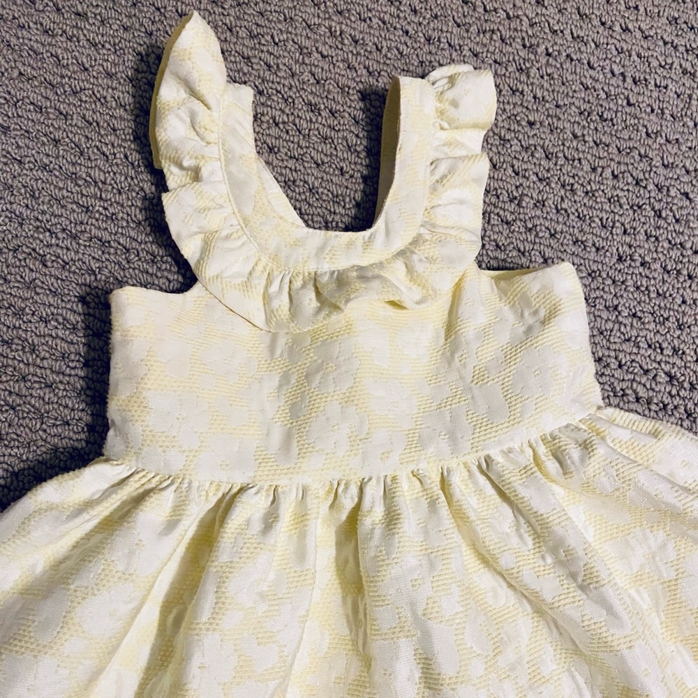 Janie and Jack Yellow and White Brocade Ruffle Dress